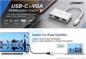 USB Type C 3.1 to USB 3.0 +VGA chính hãng Ugreen 30376