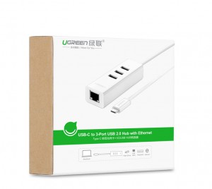 Cáp chuyển USB Type C to Lan+ USB hãng Ugreen 20792
