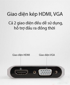 Cáp chuyển đổi Hagibis 2in1 USB-C to HDMI/VGA 4K