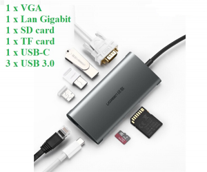 Cáp USB type-C to VGA/USB 3.0/SD/TF/Lan Ugreen 50539