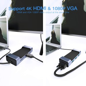 HUB chuyển đổi Baseus 8in1 USB-C To 4K HDMI,VGA,PD Charging Port,3 USB 3.0,SD/TF Card
