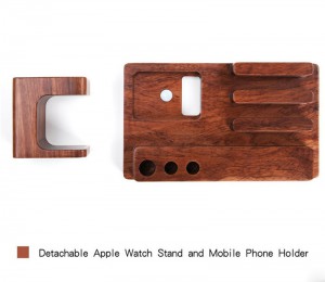 Đế gỗ Apple Watch và điện thoại