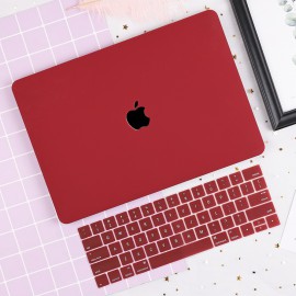 Combo Case ,Ốp + Phủ Phím Macbook Đỏ Booc Đô ( Tặng Nút Chống Bụi )