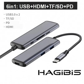 Hub chuyển đổi Hagibis 6in1 USB-C U39-PDMI chính hãng